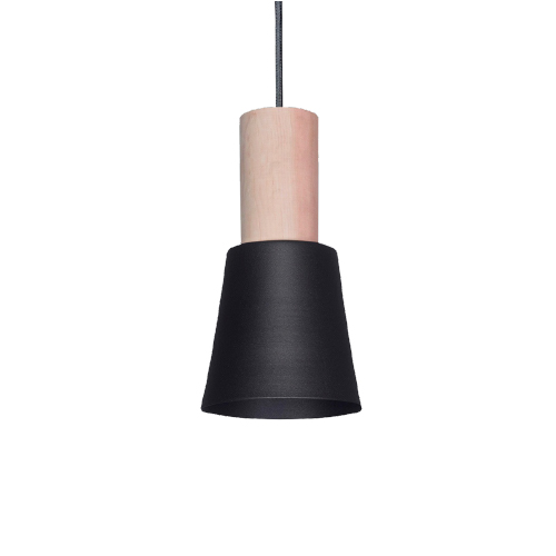 Colgante Roce 1 luz E27 12cm diam x 22cm alto negro con madera